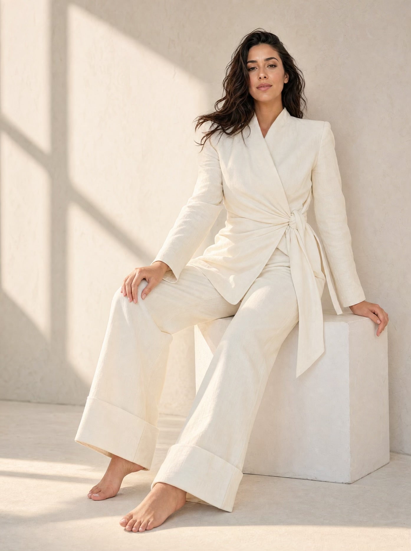 Kimono Offwhite Linen Suit