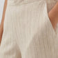 High Waisted Striped Linen Classic Trouser - Beige