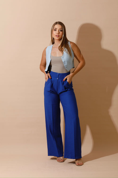 Double-Faced Vest & Pants Set - Blue