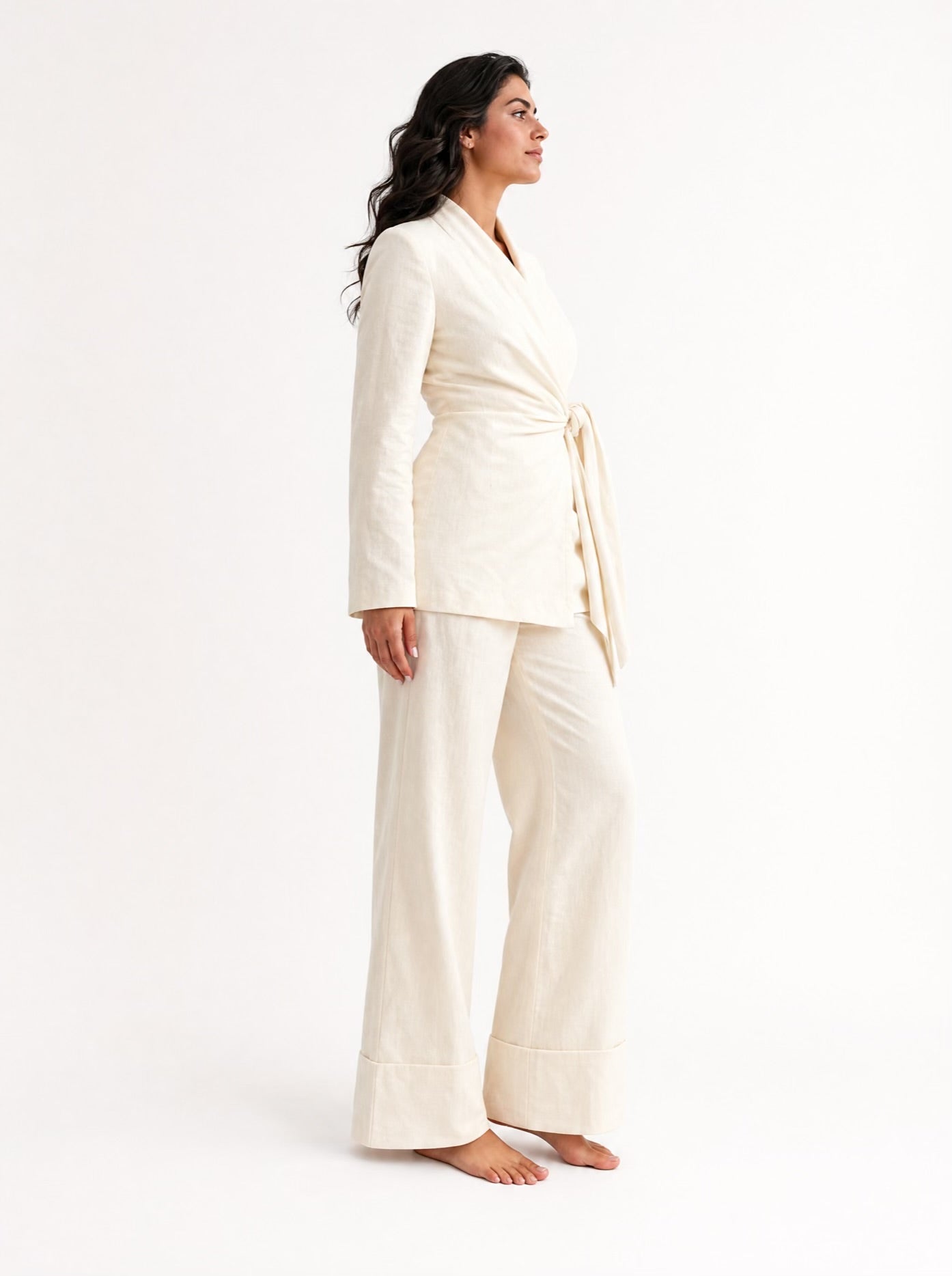 Kimono Offwhite Linen Suit