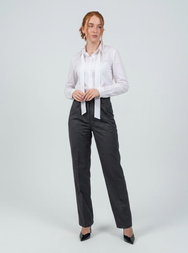 [BUNDLE] White Shirt/Straight Classic Gray Trouser