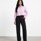 [BUNDLE] Pink Pinstripe Cropped Shirt and Pleated Black Pants