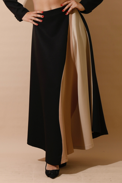 Multicolor Skirt Colorblock - Black/Beige/Brown