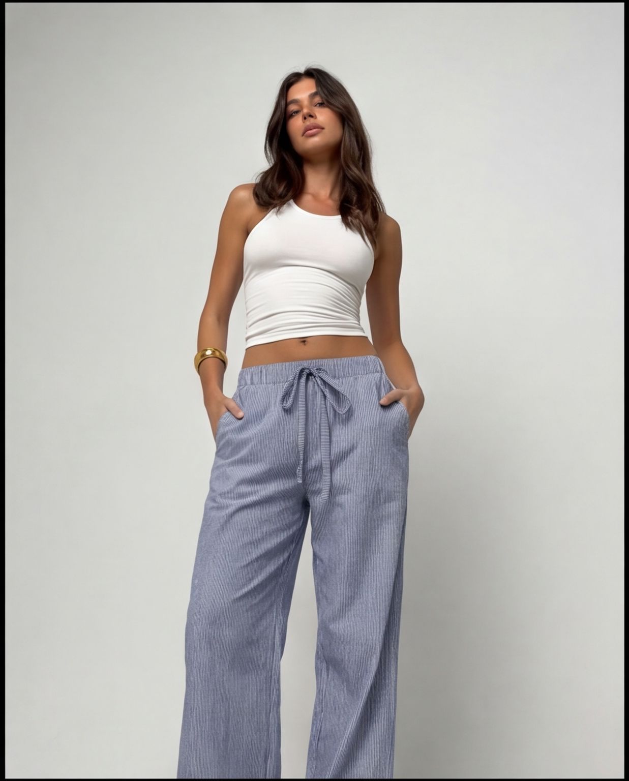 The Santorini Stripe Pants - Blue