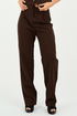 Brown Pleated Straight - Leg Trousers - Hushy Wear