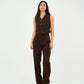 Brown Pleated Straight - Leg Trousers - Hushy Wear
