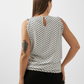 Chic Polka Dot Draped Shoulder Blouse – Black & White - Hushy Wear