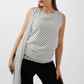 Chic Polka Dot Draped Shoulder Blouse – Black & White - Hushy Wear