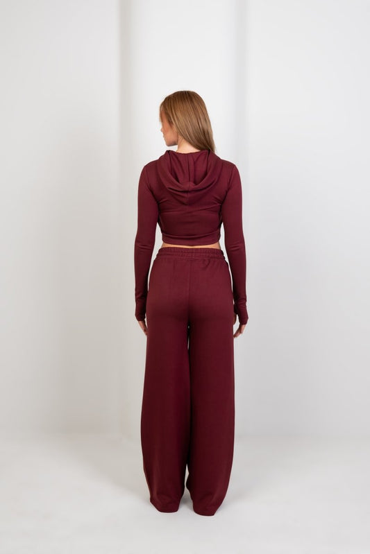 Double Zip Top – Burgundy - Hushy Wear