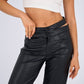 Faux Leather Wide Leg Pants - Black - Hushy Wear