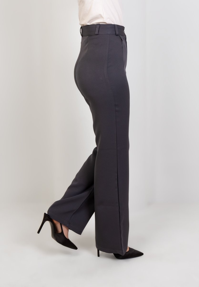 Gray Pleated Straight - Leg Trousers - Hushy Wear