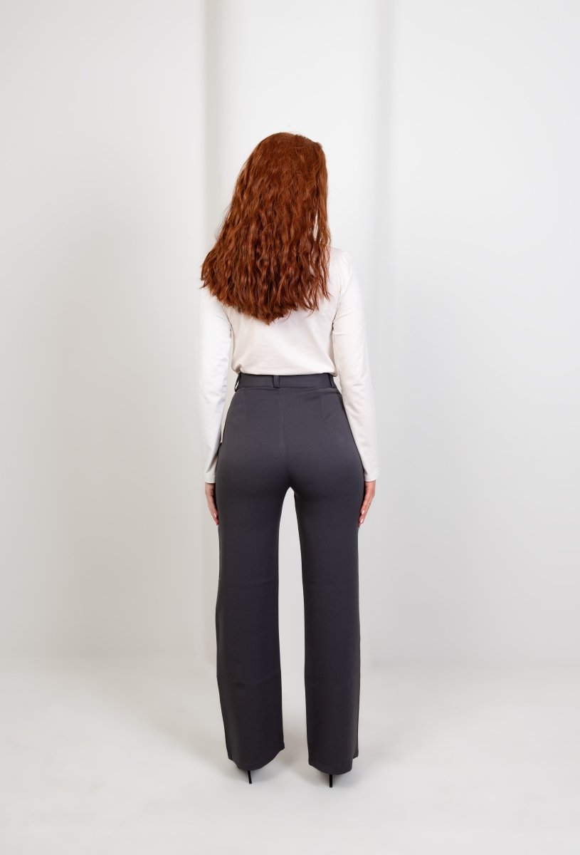 Gray Pleated Straight - Leg Trousers - Hushy Wear
