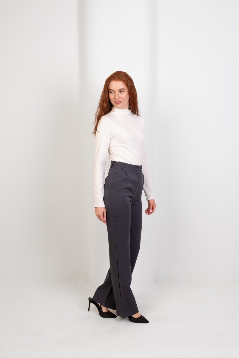 Gray Pleated Straight - Leg Trousers - Hushy Wear