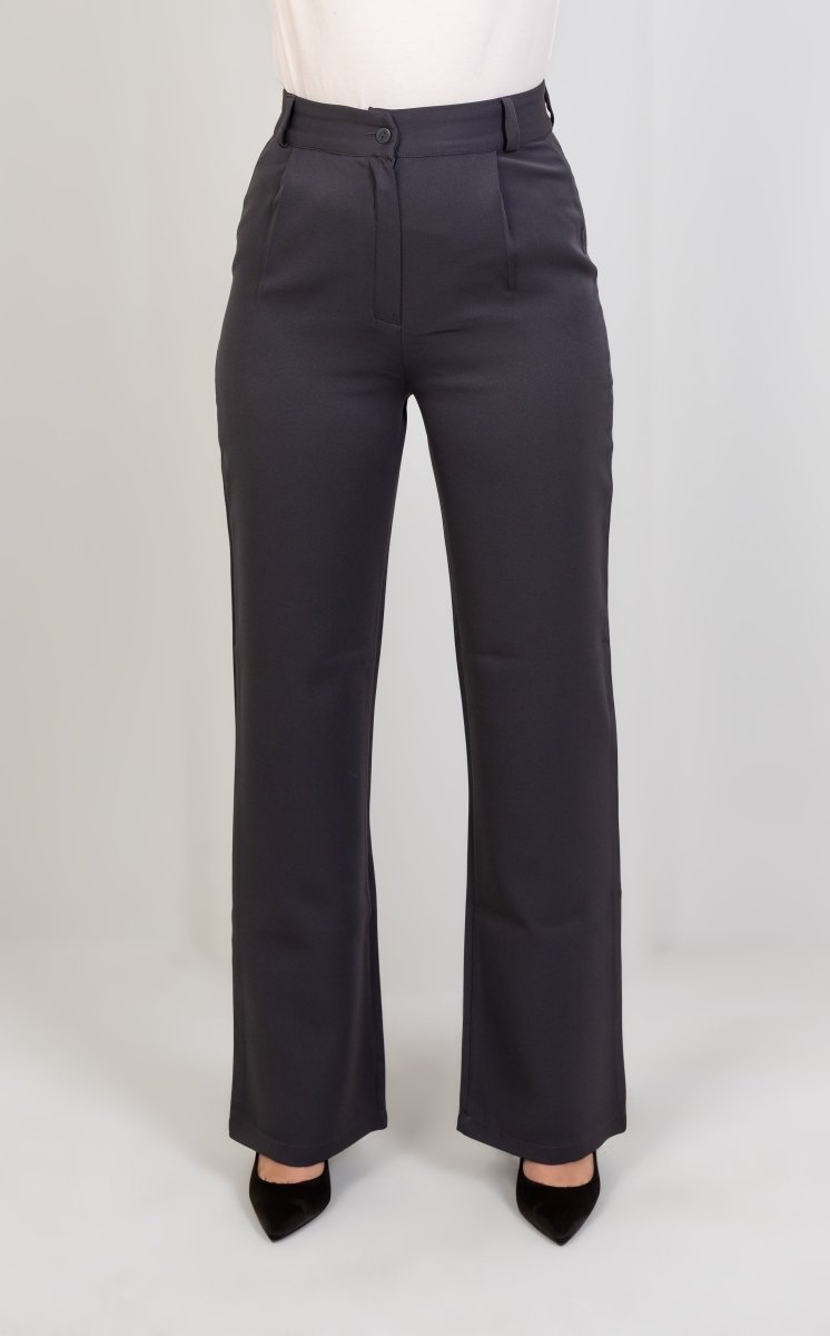 Gray Pleated Straight - Leg Trousers - Hushy Wear
