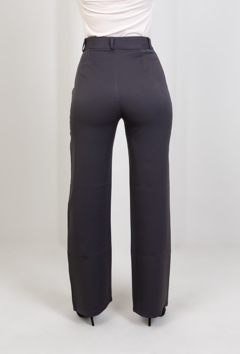 Gray Pleated Straight - Leg Trousers - Hushy Wear