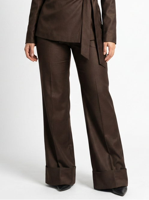 [BUNDLE] - V-Line Vest Beige and Brown Elegant Wide Leg Pants