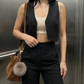 Linen Vest Only - Black