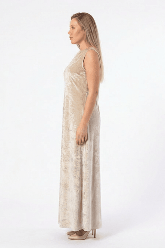 Hushy Velvet Dress - Beige - Hushy Wear