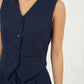 Navy Classic Vest & Pleated Straight Pants Set - Hushy Wear