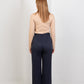 Navy Pleated Straight - Leg Trousers - Hushy Wear