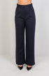 Navy Pleated Straight - Leg Trousers - Hushy Wear
