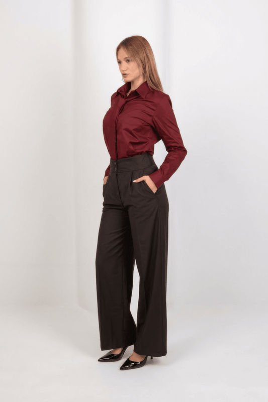Premium High Waist Trouser - Brown - Hushy Wear