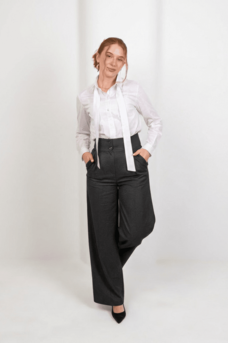 Premium High Waist Trouser - Gray - Hushy Wear