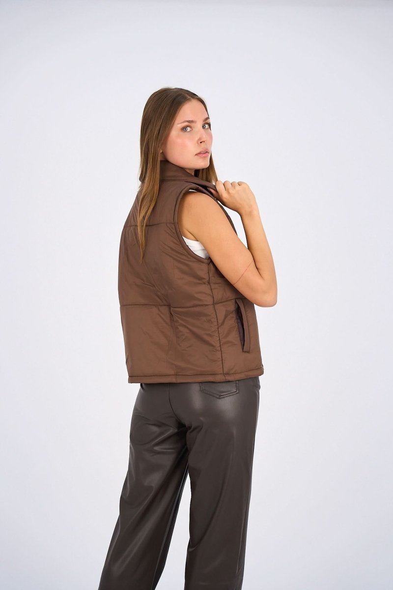 Puffer Vest - Dark Brown - Hushy Wear