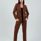Relaxed Fit Suede Two Button Blazer (Blazer Only) - Brown - Hushy Wear