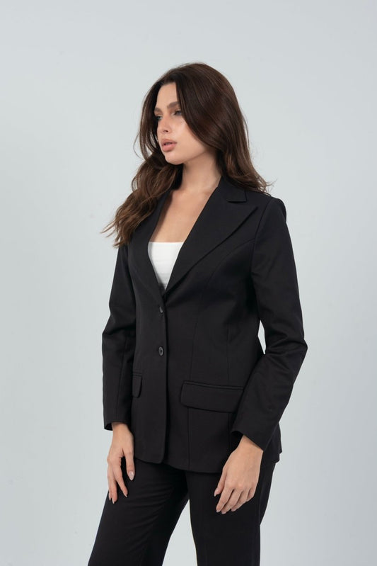 Relaxed Fit Two Button Blazer (Blazer Only) - Black - Hushy Wear