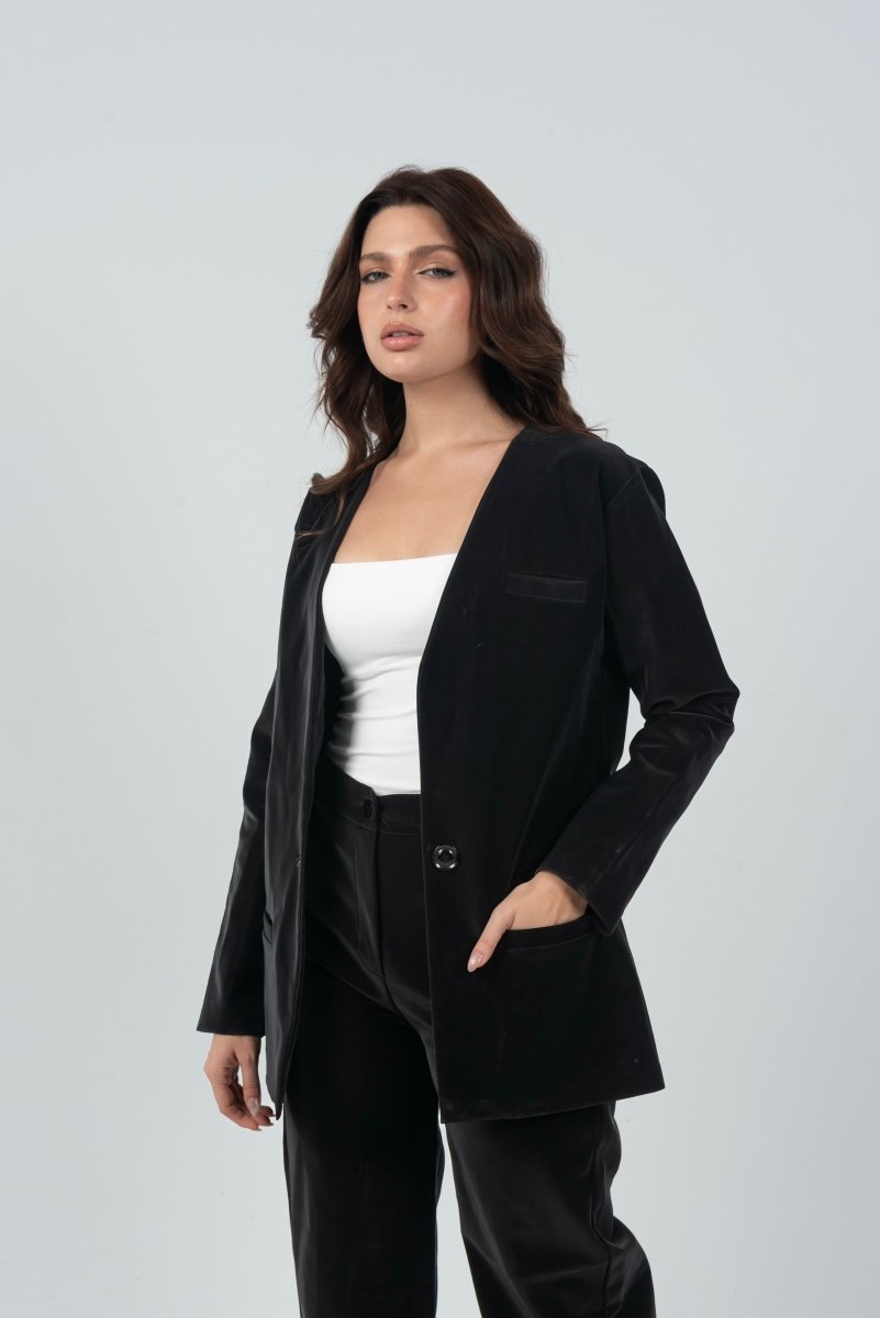 Tailored Leather Suit Set – Black - Hushy Wear